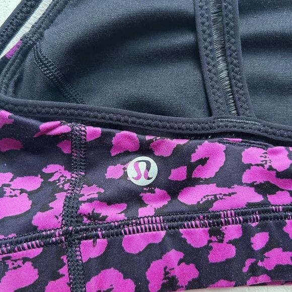 Lululemon Free To Be Wild Bra Pink Black Leopard Print Size 6 - Picture 7 of 7